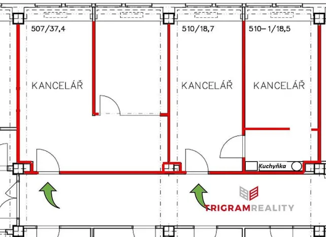 Pronájem kanceláře, Hradec Králové - Slezské Předměstí, Jižní, 18 m2