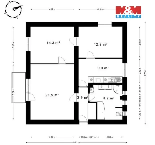 Prodej bytu 3+1, Milovice, Dukelská, 70 m2