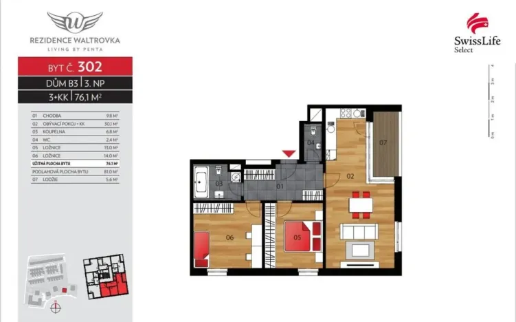 Prodej bytu 3+kk, Praha - Jinonice, Kačírkova, 76 m2