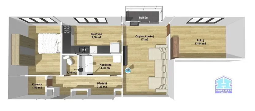 Prodej bytu 3+1, Planá, Wolkerova, 66 m2