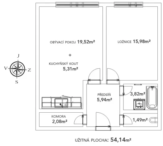 Pronájem bytu 2+kk, Praha - Stodůlky, Nová kolonie, 54 m2