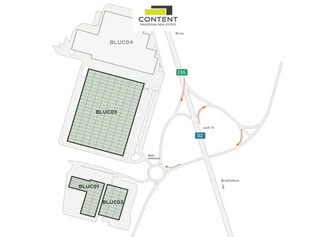 Pronájem výrobních prostor, Blučina, 4836 m2