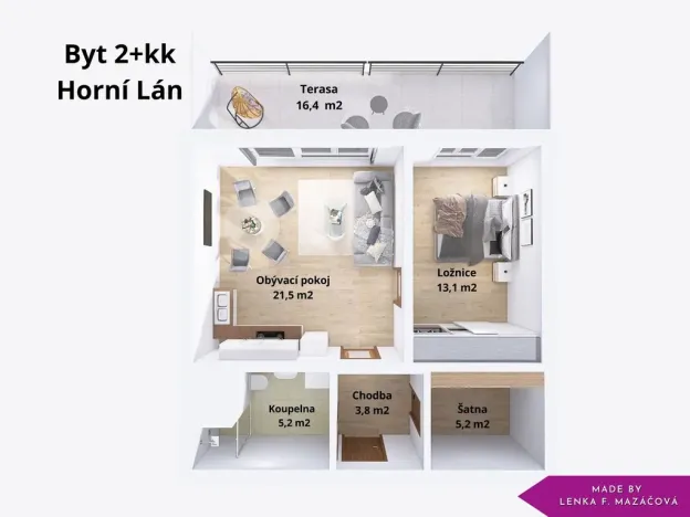 Pronájem bytu 2+kk, Olomouc - Nová Ulice, Horní lán, 48 m2