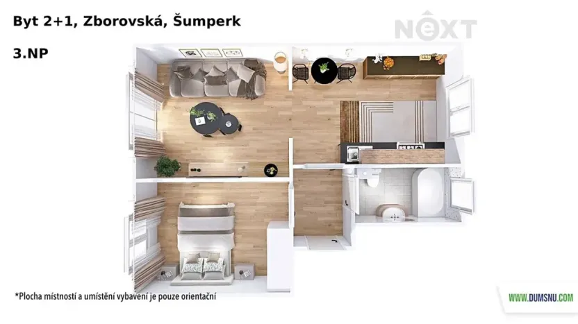 Pronájem bytu 2+1, Šumperk, Zborovská, 49 m2