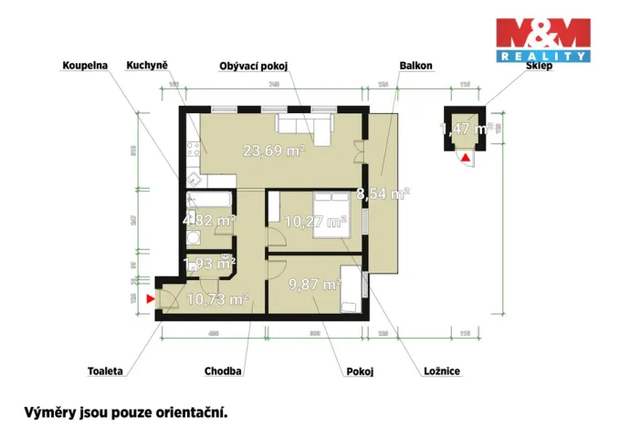 Prodej bytu 3+kk, Plzeň - Křimice, Žitná, 70 m2