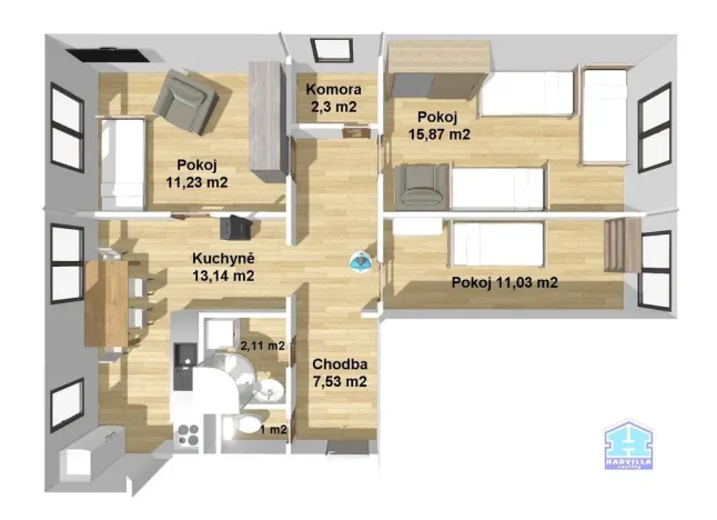 Prodej bytu 3+1, Hošťka, 64 m2