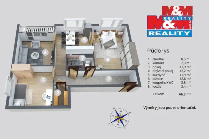 Prodej bytu 3+1, Ústí nad Labem - Mojžíř, Peškova, 66 m2
