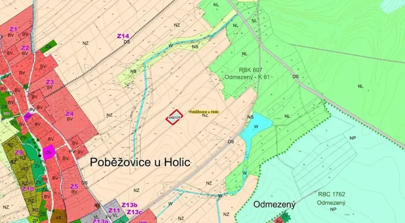 Prodej pole, Poběžovice u Holic, 2612 m2