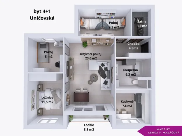 Prodej bytu 4+1, Šternberk, Uničovská, 75 m2