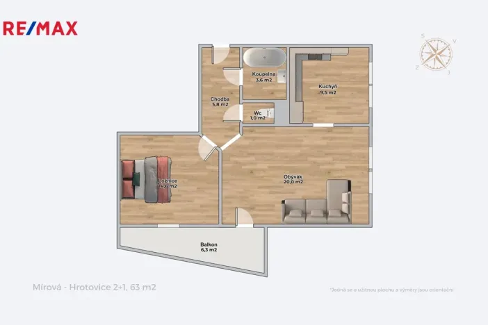 Prodej bytu 2+1, Hrotovice, Mírová, 55 m2