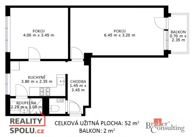 Prodej bytu 2+1, Zbýšov, Sportovní, 61 m2