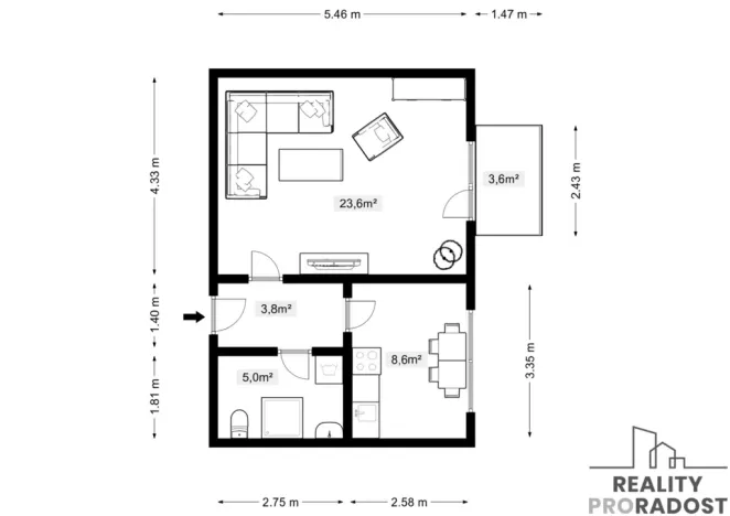 Prodej bytu 1+1, Břeclav - Charvátská Nová Ves, Na Valtické, 41 m2