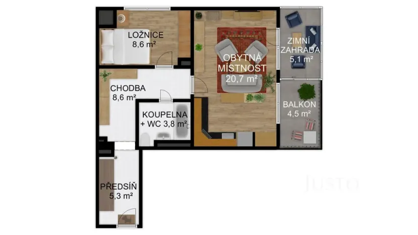 Prodej bytu 2+kk, Písek, Zátavské nábř., 46 m2