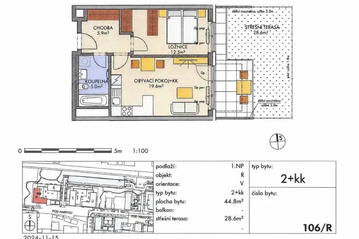 Prodej bytu 2+kk, Praha - Vysočany, Pod Harfou, 43 m2