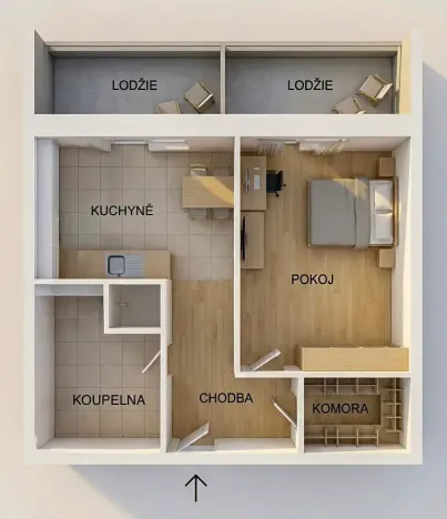 Prodej bytu 2+kk, Brno, Vychodilova, 38 m2