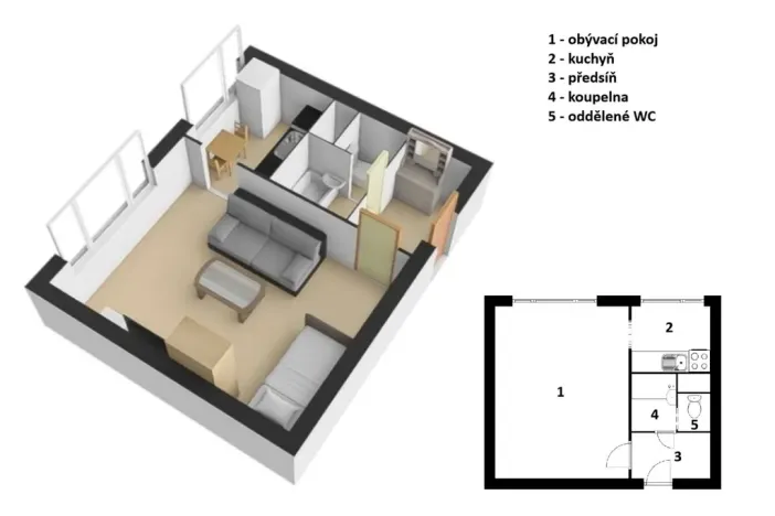 Prodej bytu 1+1, Trutnov - Střední Předměstí, Křižíkova, 28 m2