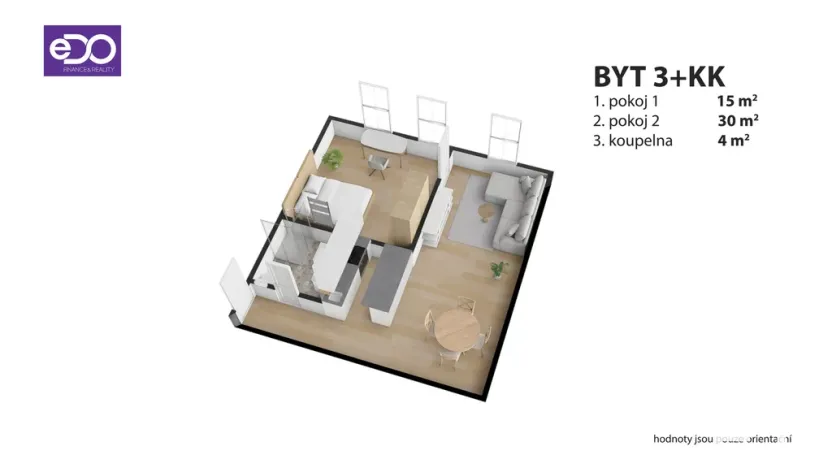 Pronájem bytu 2+kk, Miletín, Komenského, 49 m2