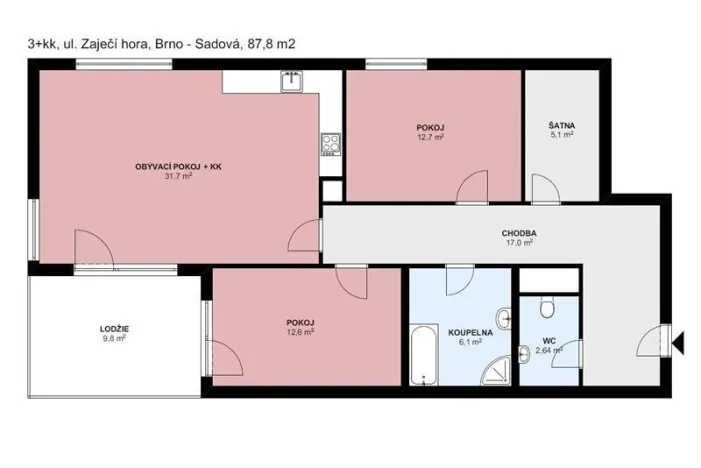 Pronájem bytu 3+kk, Brno, Zaječí hora, 87 m2
