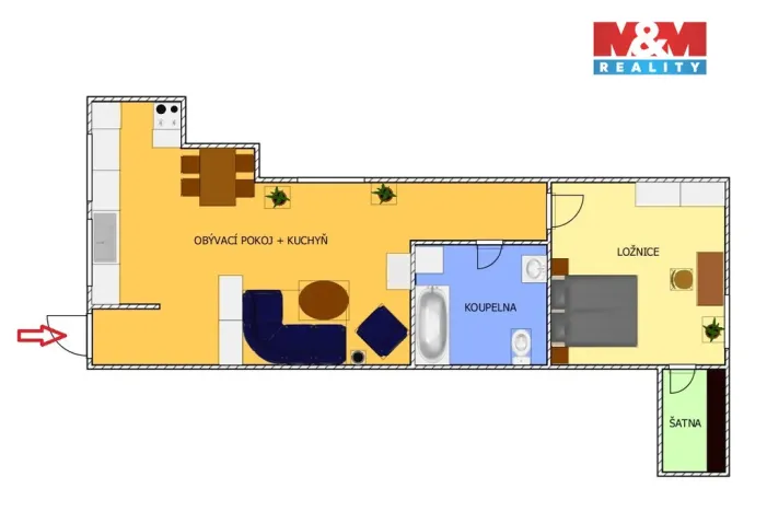Prodej bytu 2+kk, Červené Pečky, Dobešovice, 66 m2