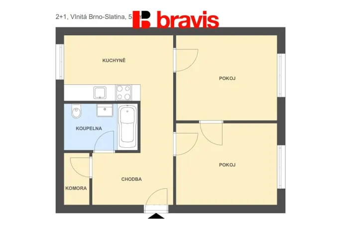 Pronájem bytu 2+1, Brno - Slatina, Vlnitá, 53 m2