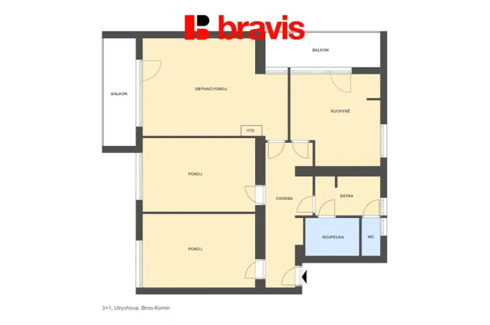 Prodej bytu 3+1, Brno - Komín, Ulrychova, 110 m2