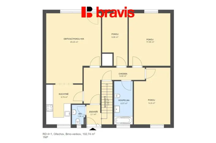 Prodej rodinného domu, Ořechov, Brněnská, 102 m2