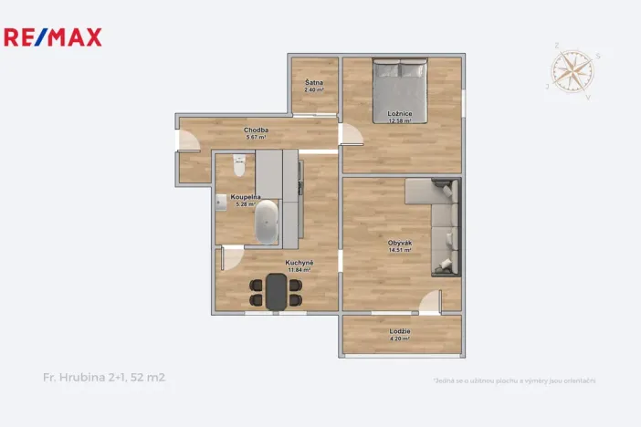 Prodej bytu 2+1, Třebíč - Nové Dvory, Fr. Hrubína, 52 m2