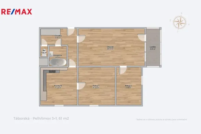 Prodej bytu 3+1, Pelhřimov, Táborská, 61 m2