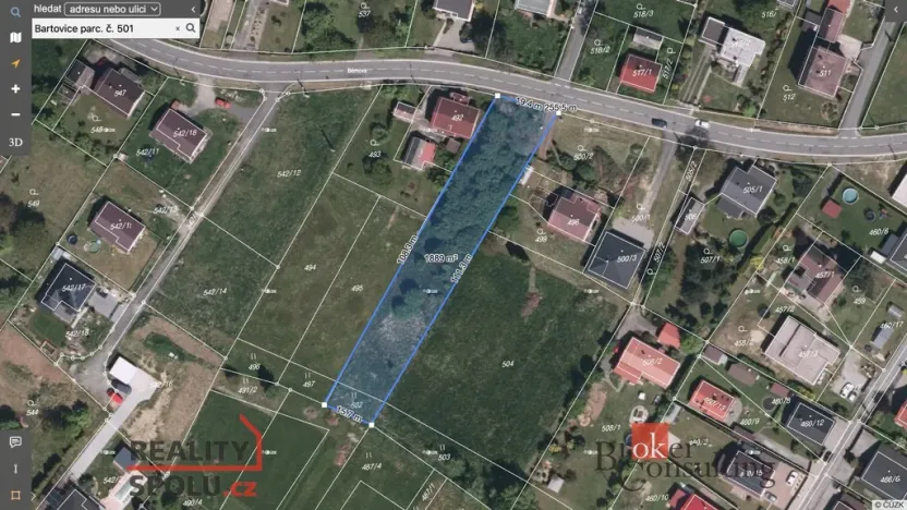 Prodej pozemku pro bydlení, Ostrava - Bartovice, 1900 m2