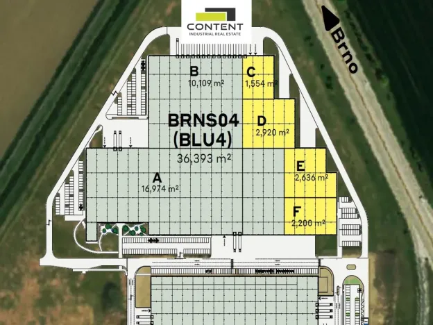 Pronájem výrobních prostor, Blučina, 2920 m2