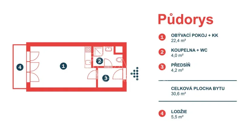 Pronájem bytu 1+kk, Praha, Poděbradská, 31 m2