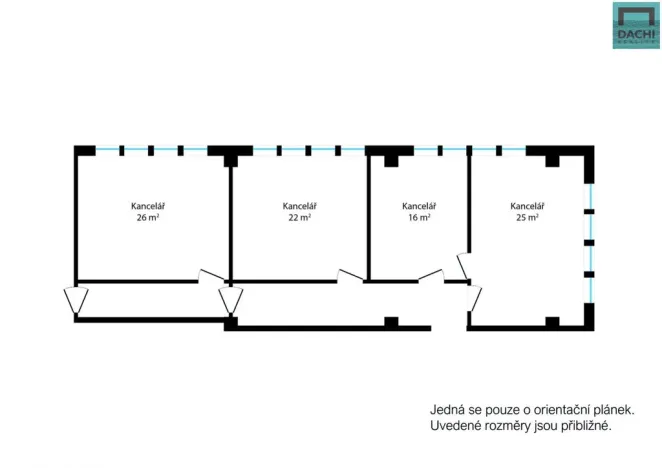 Pronájem kanceláře, Olomouc, Wellnerova, 26 m2