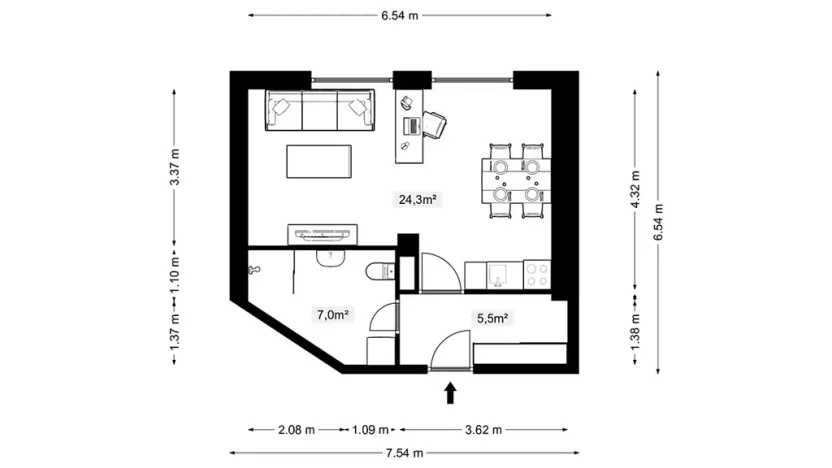 Pronájem bytu 1+kk, Doksy, Dalibora z Myšlína, 38 m2