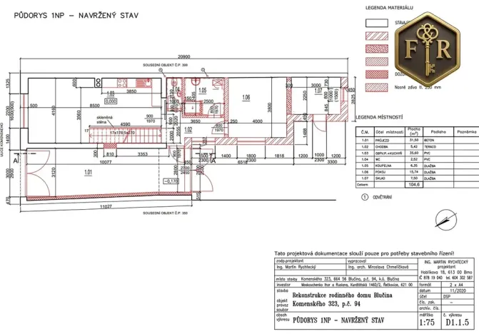 Prodej rodinného domu, Blučina, Komenského, 201 m2