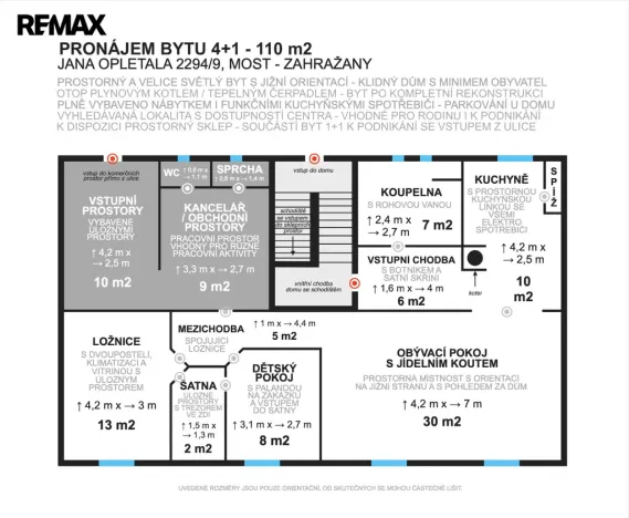 Pronájem bytu 4+1, Most, Jana Opletala, 110 m2