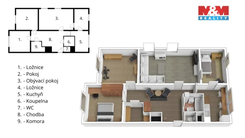 Prodej bytu 4+1, Mladošovice, 109 m2
