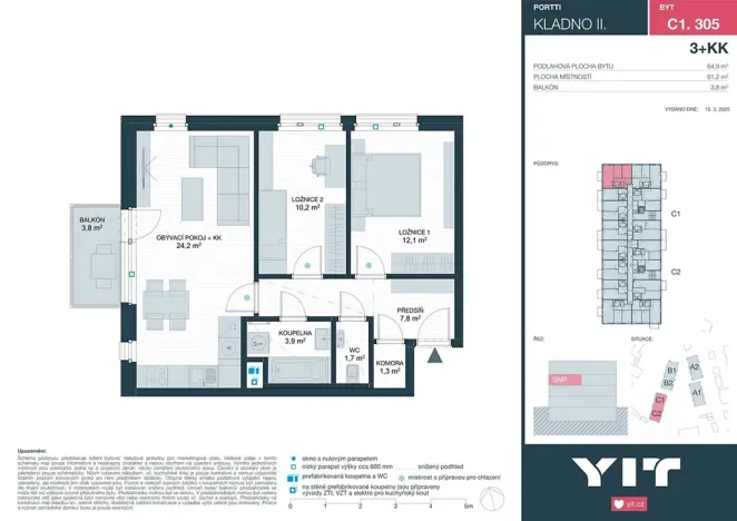 Prodej bytu 3+kk, Kladno, Ke stadionu, 61 m2