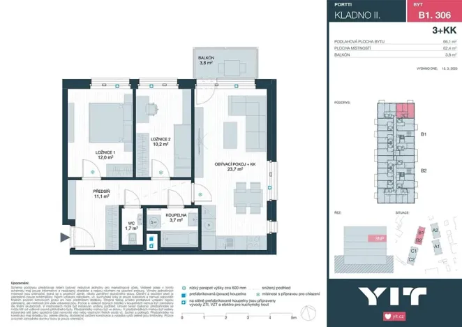 Prodej bytu 3+kk, Kladno, Ke stadionu, 62 m2