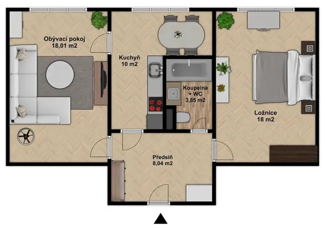 Prodej bytu 2+1, Praha - Kamýk, Zárubova, 58 m2