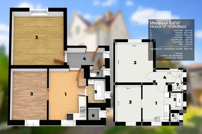 Prodej bytu 2+1, Praha - Strašnice, Vykáňská, 58 m2