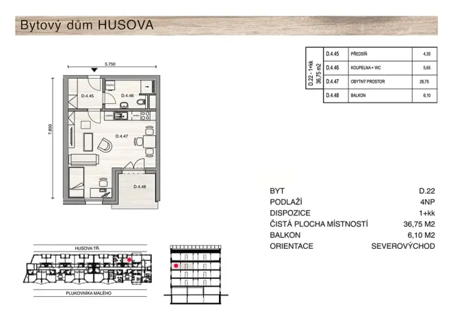 Prodej bytu 1+kk, České Budějovice, Plukovníka Malého, 46 m2