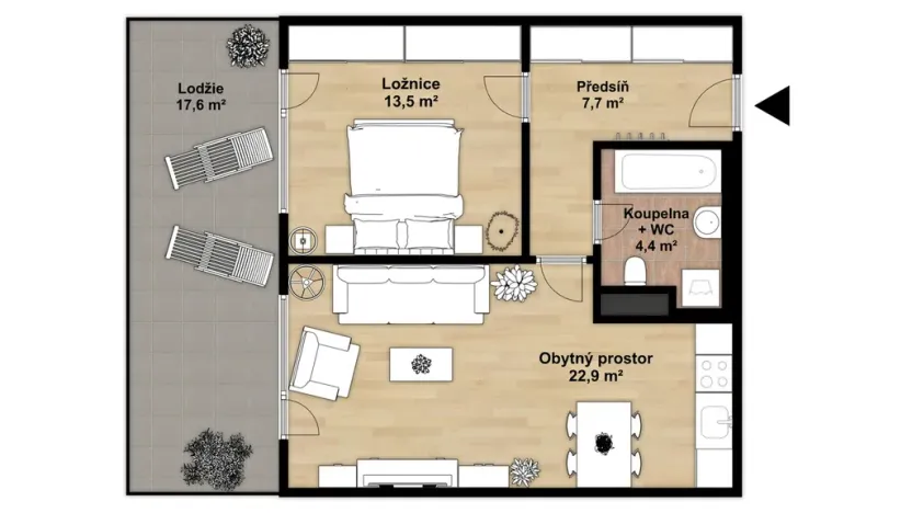 Pronájem bytu 2+kk, Chrudim, Luhanova, 48 m2