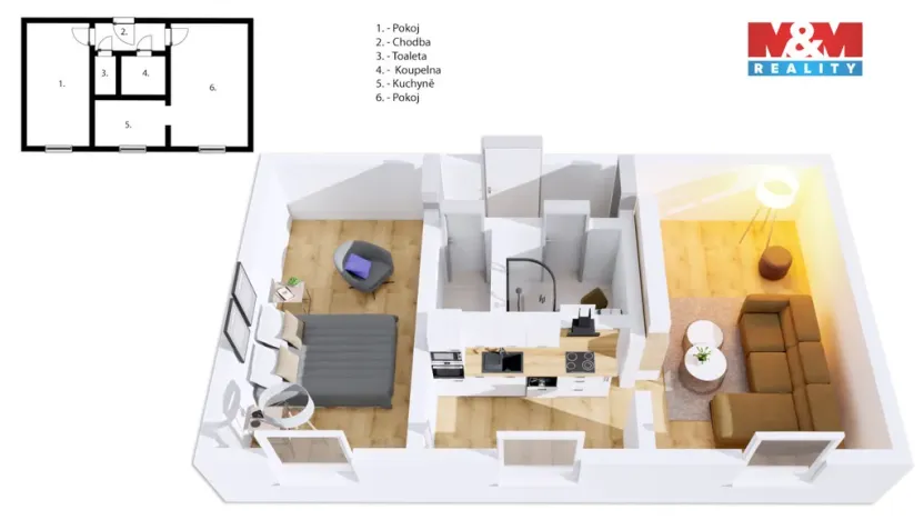 Pronájem bytu 2+1, Louny, Emila Filly, 52 m2