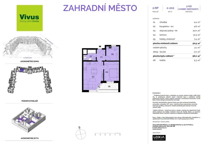 Prodej bytu 2+kk, Praha - Záběhlice, Želivecká, 56 m2