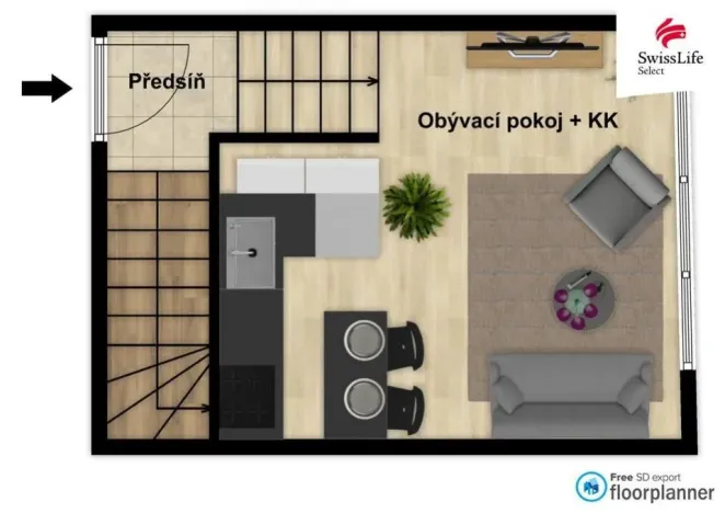 Pronájem bytu 2+kk, Praha - Hloubětín, Mezitraťová, 53 m2