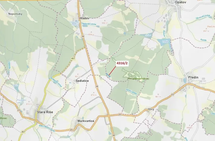 Dražba lesa, Opatov, 7085 m2