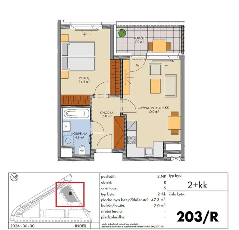 Prodej bytu 2+kk, Praha - Hlubočepy, Vítové, 47 m2