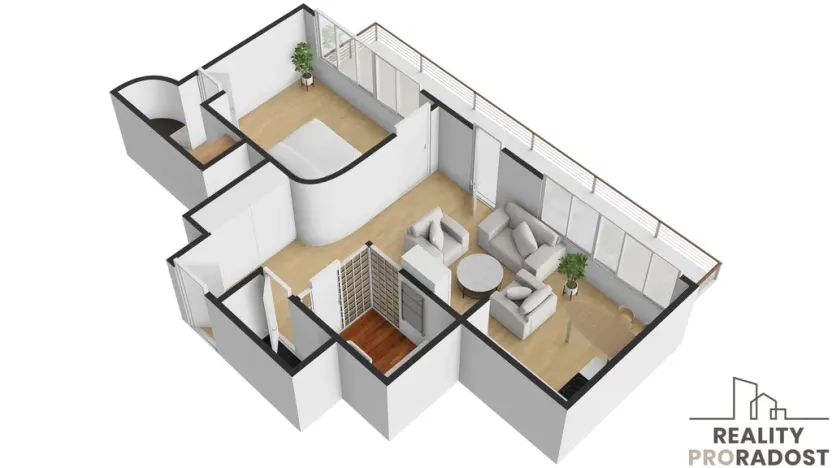 Pronájem bytu 2+kk, Praha, Masarykovo nábřeží, 51 m2