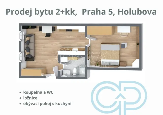 Prodej bytu 2+kk, Praha - Smíchov, Holubova, 48 m2