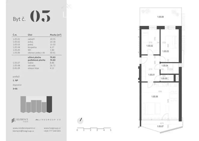 Prodej bytu 3+kk, Zbýšov, čtvrť Padělky, 74 m2
